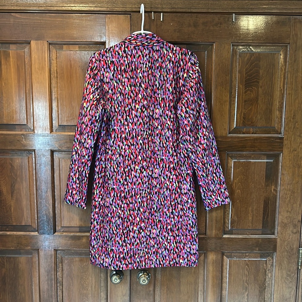 VTG Silkland 100% Silk Longline Jacket Coat Size 6 Colorful Confetti Print 90s - Picture 8 of 11